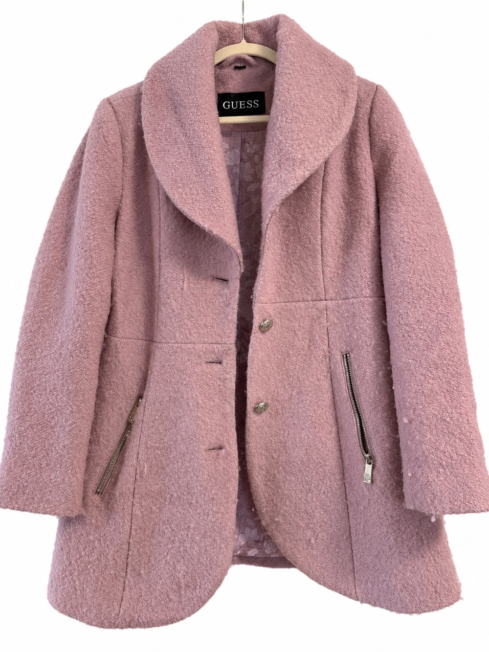 GUESS Dusty Pink Wool Blend Coat Size M